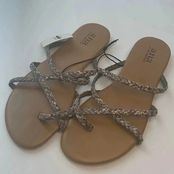 A.N.A. Flip Flop Sandals Metallic Snake Print 6 New - Picture 1 of 9